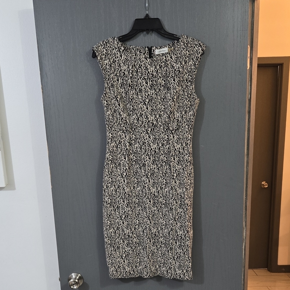 Calvin Klein Black and White Patterned Dress